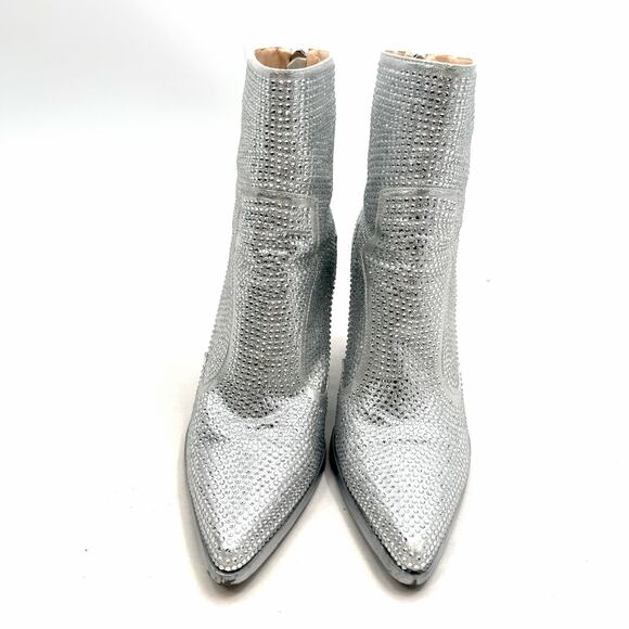 Azalea Wang Soulard Silver Rhinestone Bling Cowgirl Western Boots Womens 8.5 - Picture 3 of 12